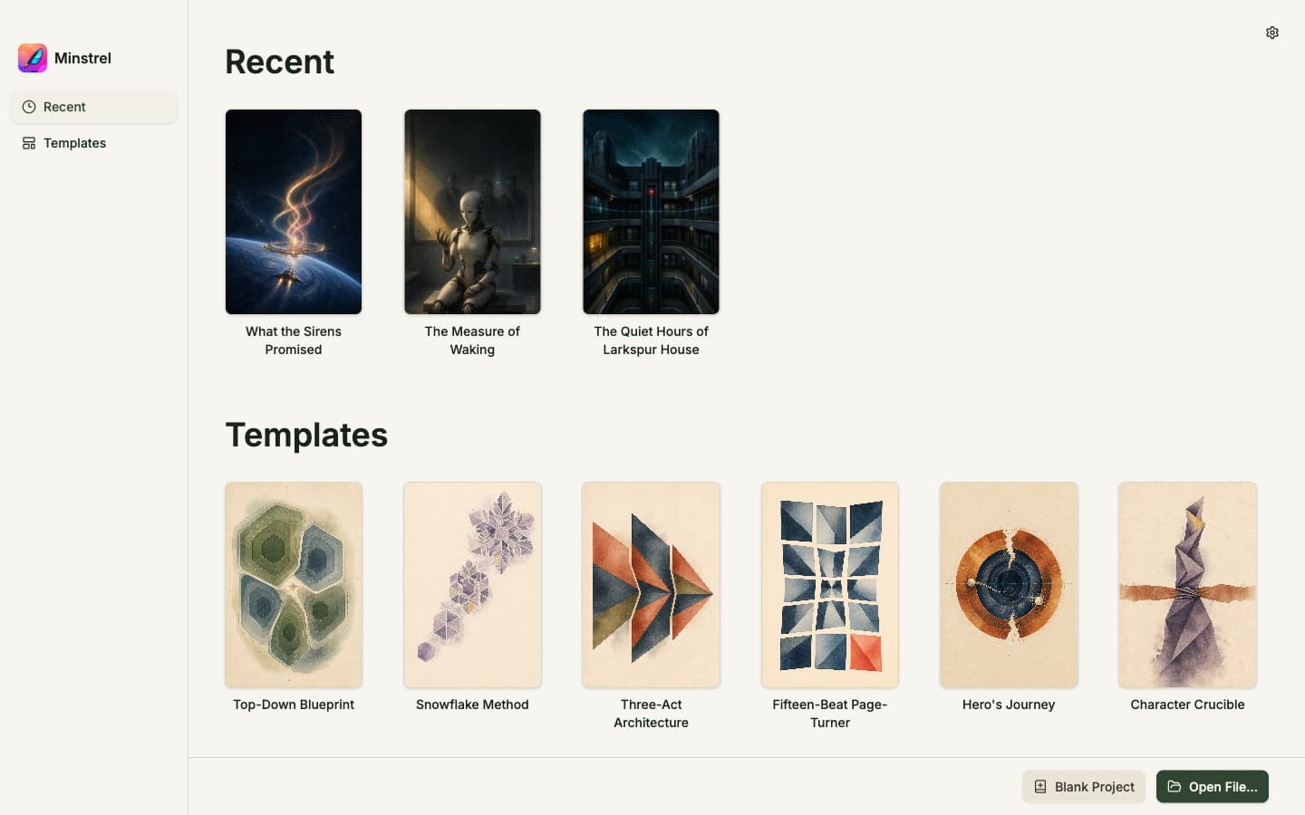 Planning templates in the Minstrel library.