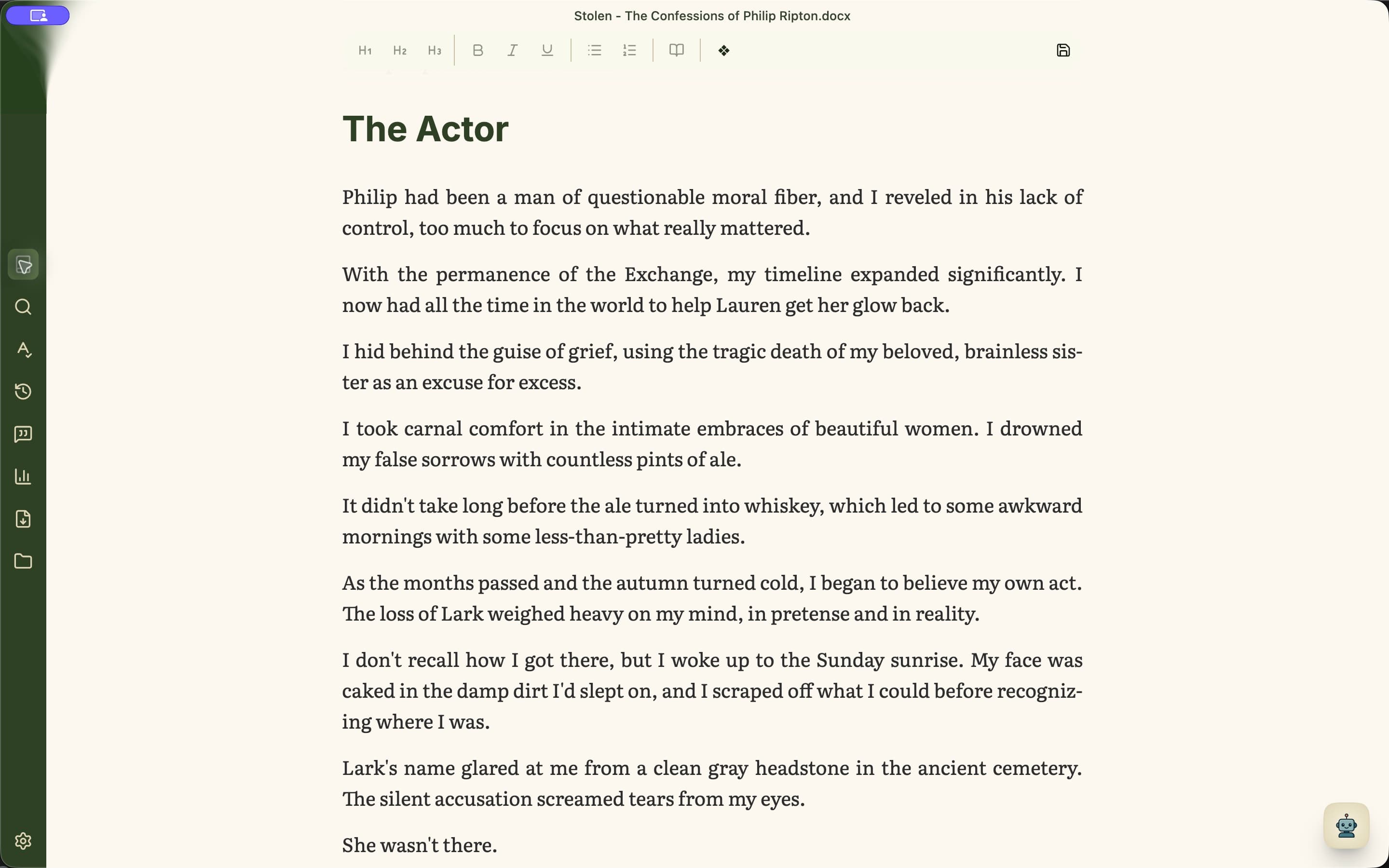 A manuscript open in the Minstrel editor.