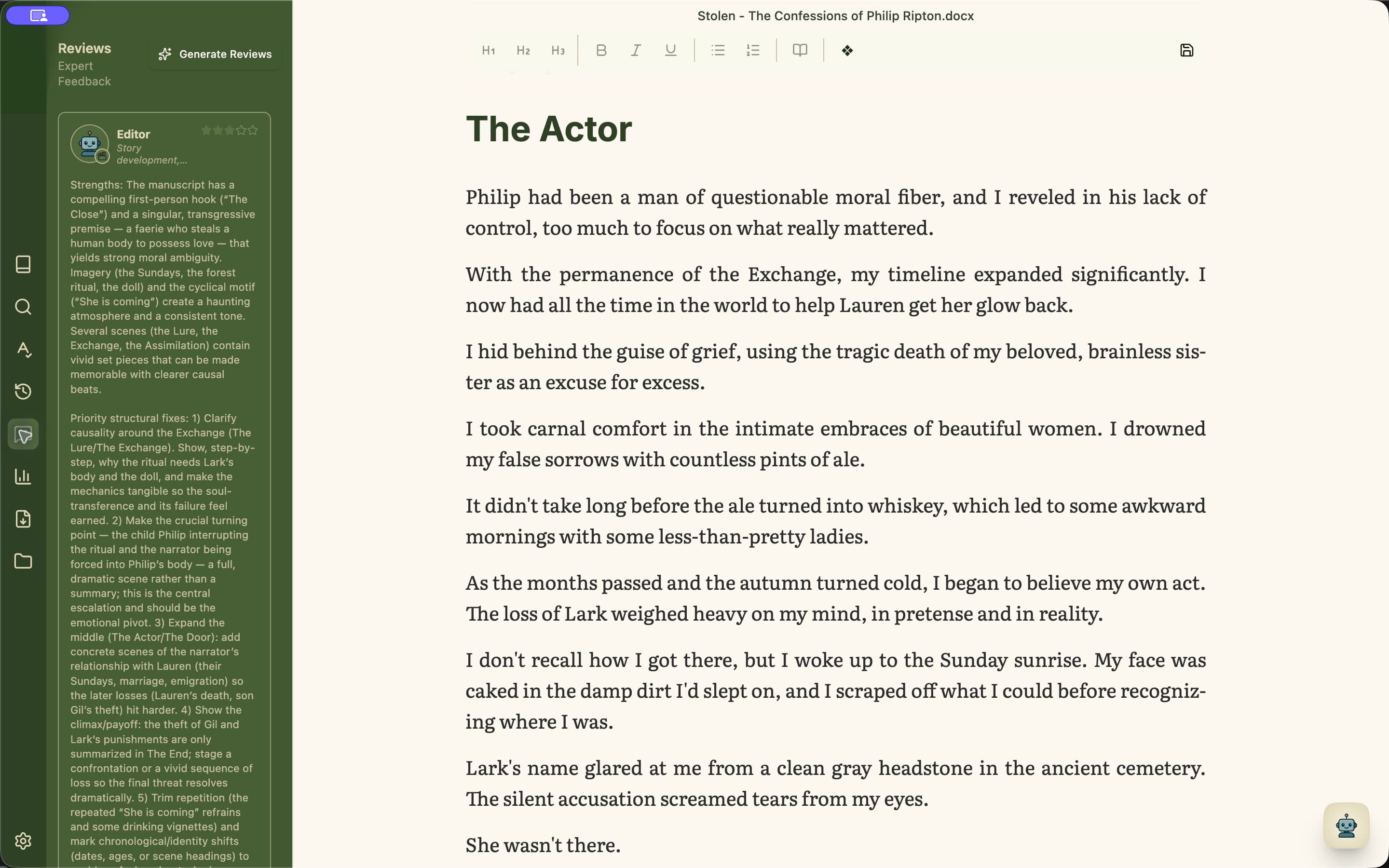 The review desk showing an editor assessment.